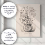 Victorian Rival Roses Potted Botanical Engraving Canvas Wall Art Print Decor Picture Ready to Hang