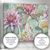 Pastel Tropical Floral Botanical Wallpaper Style Canvas Wall Art Print Decor Picture Ready to Hang