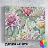 Pastel Tropical Floral Botanical Wallpaper Style Canvas Wall Art Print Decor Picture Ready to Hang
