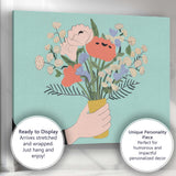 Pastel Floral Bouquet Hand Drawn Botanical Illustration Canvas Wall Art Print Decor Picture Ready to Hang