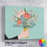 Pastel Floral Bouquet Hand Drawn Botanical Illustration Canvas Wall Art Print Decor Picture Ready to Hang