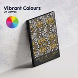 Black and Gold Chrysanthemum Floral William Morris Inspired Pattern Canvas Wall Art Print Decor Picture Ready to Hang
