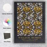 Black and Gold Chrysanthemum Floral William Morris Inspired Pattern Canvas Wall Art Print Decor Picture Ready to Hang