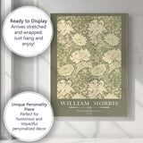 Sage Green Chrysanthemum Floral Arts and Crafts Botanical Repeat Pattern Canvas Wall Art Print Decor Picture Ready to Hang