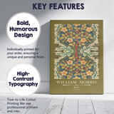 Olive Green Birds Woodland Floral Tapestry Arts and Crafts Design Canvas Wall Art Print Decor Picture Ready to Hang