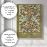 Olive Green Birds Woodland Floral Tapestry Arts and Crafts Design Canvas Wall Art Print Decor Picture Ready to Hang