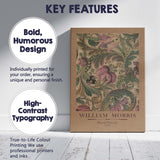 Earthy Beige Purple Floral William Morris Textile Inspired Pattern Canvas Wall Art Print Decor Picture Ready to Hang