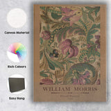 Earthy Beige Purple Floral William Morris Textile Inspired Pattern Canvas Wall Art Print Decor Picture Ready to Hang