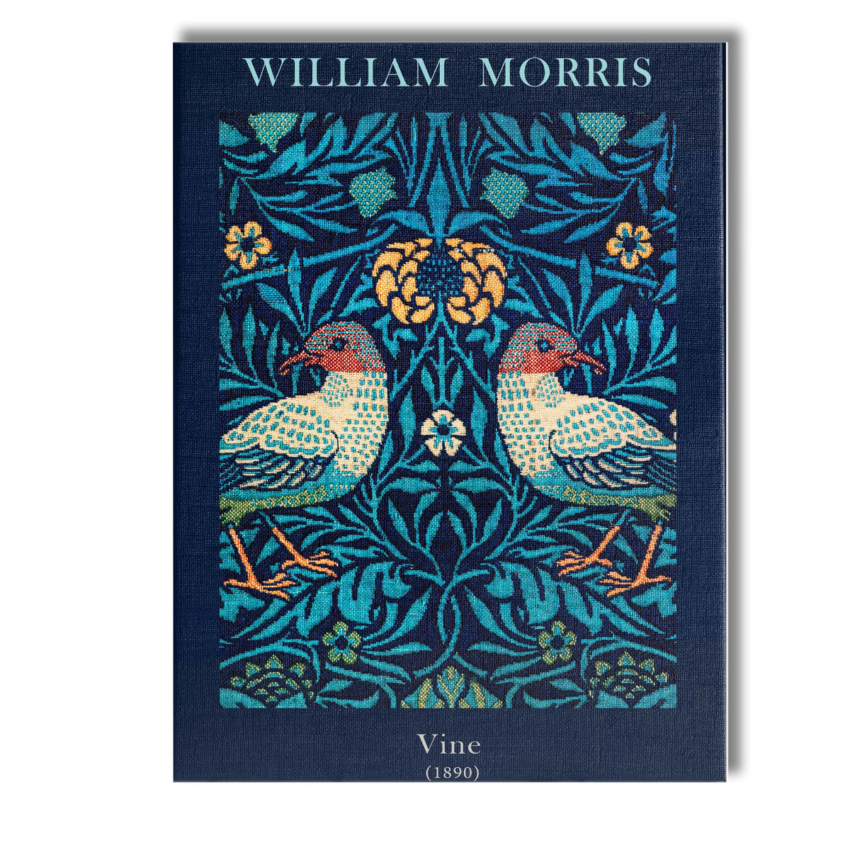 Midnight Blue Vine Bird Floral Arts and Crafts Tapestry Pattern Canvas Wall Art Print Decor Picture Ready to Hang