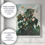 Antique Pink Begonia Botanical Flower Study Canvas Wall Art Print Decor Picture Ready to Hang