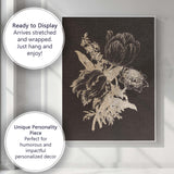 Black Gold Floral Bouquet Botanical Silhouette Artwork Canvas Wall Art Print Decor Picture Ready to Hang