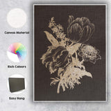 Black Gold Floral Bouquet Botanical Silhouette Artwork Canvas Wall Art Print Decor Picture Ready to Hang