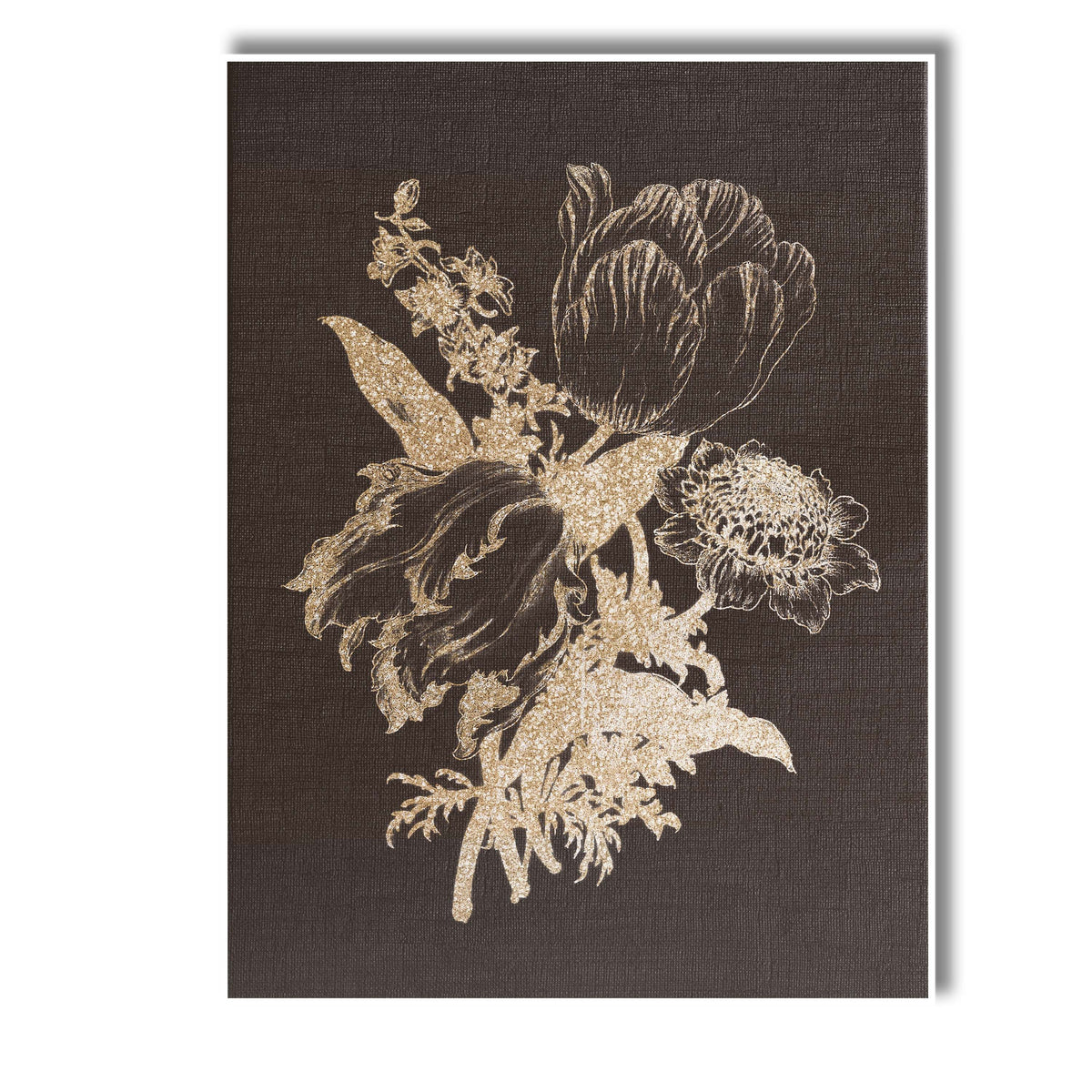 Black Gold Floral Bouquet Botanical Silhouette Artwork Canvas Wall Art Print Decor Picture Ready to Hang