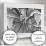 Monochrome Magnolia Flower and Leaf Botanical Engraving Canvas Wall Art Print Decor Picture Ready to Hang