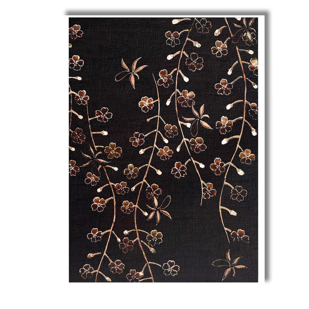 Black And Rose Gold Cherry Blossom Branch Floral Pattern Canvas Wall Art Print Decor Picture Ready to Hang