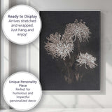 White Chrysanthemum Floral Botanical Illustration Dark Background Canvas Wall Art Print Decor Picture Ready to Hang