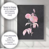 Soft Pink Rose Bloom Iridescent Botanical Illustration Canvas Wall Art Print Decor Picture Ready to Hang