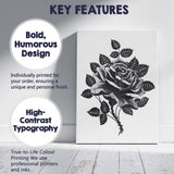 Black and White Rose Botanical Ink Illustration Canvas Wall Art Print Decor Picture Ready to Hang