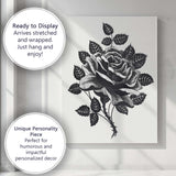 Black and White Rose Botanical Ink Illustration Canvas Wall Art Print Decor Picture Ready to Hang