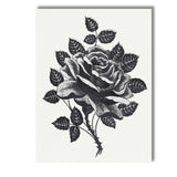 Black and White Rose Botanical Ink Illustration Canvas Wall Art Print Decor Picture Ready to Hang
