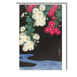 Japanese Chrysanthemum Floral Water Garden Woodblock Style Canvas Wall Art Print Decor Picture Ready to Hang