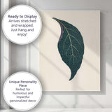 Dark Teal Skeleton Leaf Gold Vein Botanical Minimalist Canvas Wall Art Print Decor Picture Ready to Hang