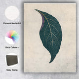 Dark Teal Skeleton Leaf Gold Vein Botanical Minimalist Canvas Wall Art Print Decor Picture Ready to Hang