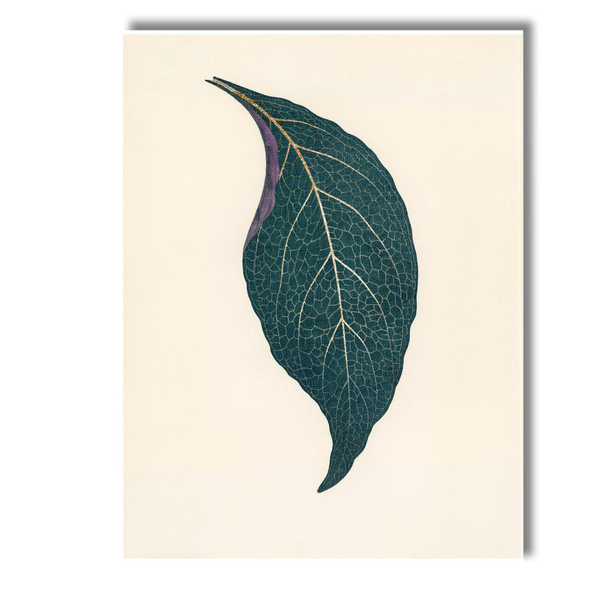 Dark Teal Skeleton Leaf Gold Vein Botanical Minimalist Canvas Wall Art Print Decor Picture Ready to Hang