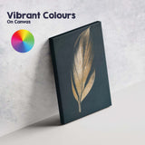 Golden Tropical Leaf on Deep Navy Background Contemporary Botanical Canvas Wall Art Print Decor Picture Ready to Hang