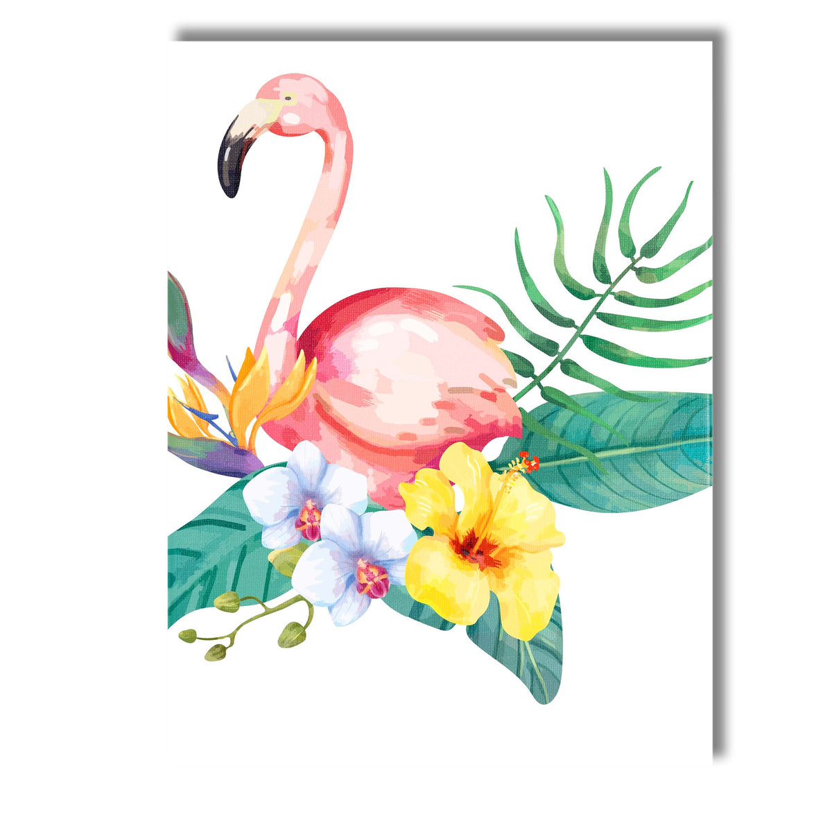 Tropical Flamingo Exotic Floral Watercolour Illustration Canvas Wall Art Print Decor Picture Ready to Hang