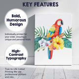 Tropical Scarlet Macaw Parrot Exotic Flowers Jungle Foliage Watercolour Canvas Wall Art Print Decor Picture Ready to Hang