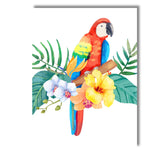 Tropical Scarlet Macaw Parrot Exotic Flowers Jungle Foliage Watercolour Canvas Wall Art Print Decor Picture Ready to Hang