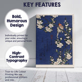 Japanese Songbird White Blossom Branch Woodblock Style Artwork Canvas Wall Art Print Decor Picture Ready to Hang