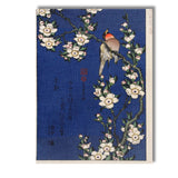 Japanese Songbird White Blossom Branch Woodblock Style Artwork Canvas Wall Art Print Decor Picture Ready to Hang