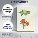 Antique Orange Rose Yellow Flower Botanical Illustration Canvas Wall Art Print Decor Picture Ready to Hang