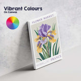 Purple Yellow Iris Flower Market Art Nouveau Botanical Illustration Canvas Wall Art Print Decor Picture Ready to Hang