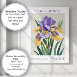Purple Yellow Iris Flower Market Art Nouveau Botanical Illustration Canvas Wall Art Print Decor Picture Ready to Hang