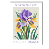 Purple Yellow Iris Flower Market Art Nouveau Botanical Illustration Canvas Wall Art Print Decor Picture Ready to Hang