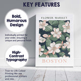 Coral Watercolour Flower Market Barcelona Botanical Artwork Canvas Wall Art Print Decor Picture Ready to Hang