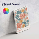 Coral Wildflower Pattern Scandinavian Floral Illustration Canvas Wall Art Print Decor Picture Ready to Hang