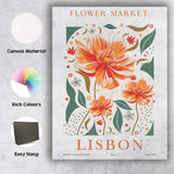 Decorative Orange Dahlia Floral Folk Art Illustration Canvas Wall Art Print Decor Picture Ready to Hang