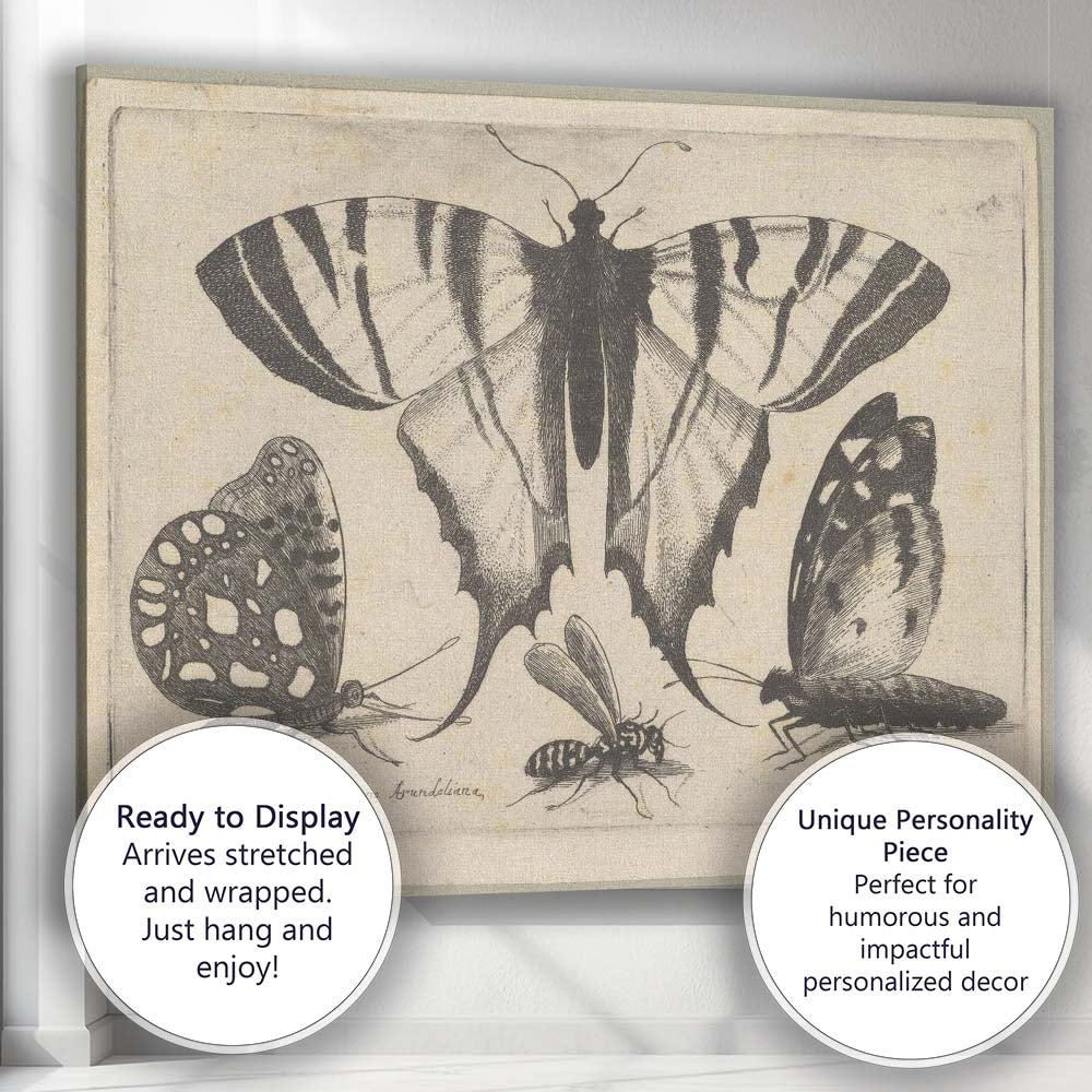 Antique Swallowtail Butterfly Engraving Insect Study Artwork Canvas Wall Art Print Decor Picture Ready to Hang