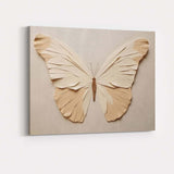Elegant Cream Paper Butterfly Sculptural Minimalist Artwork Canvas Wall Art Print Decor Picture Ready to Hang
