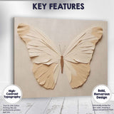 Elegant Cream Paper Butterfly Sculptural Minimalist Artwork Canvas Wall Art Print Decor Picture Ready to Hang