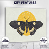 Celestial Moon Moth Night Sky Illustration Black And Gold Lunar Artwork Canvas Wall Art Print Decor Picture Ready to Hang