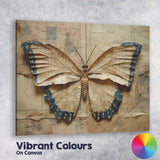 Folded Paper Butterfly Collage Antique Map And Manuscript Design Canvas Wall Art Print Decor Picture Ready to Hang
