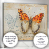 Orange And Cream Butterfly Mixed Media Natural History Artwork Canvas Wall Art Print Decor Picture Ready to Hang