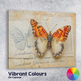 Orange And Cream Butterfly Mixed Media Natural History Artwork Canvas Wall Art Print Decor Picture Ready to Hang