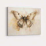 Sepia Sketch Style Distressed Butterfly Illustration Canvas Wall Art Print Decor Picture Ready to Hang