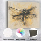 Artistic Dragonfly Ink Sketch Abstract Nature Illustration Canvas Wall Art Print Decor Picture Ready to Hang